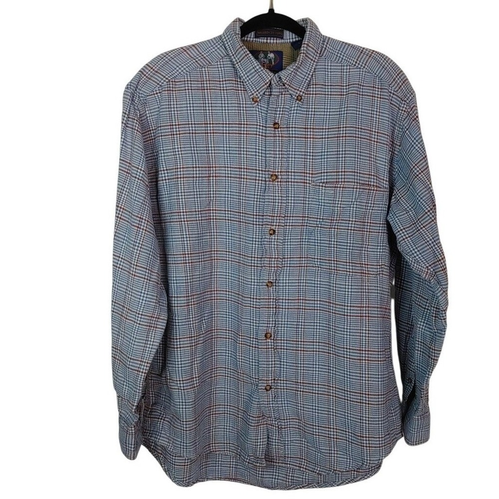 Vtg Mens Sero L Flannel Button Down Long Sleeve Shirt Work Western Washed Cotton